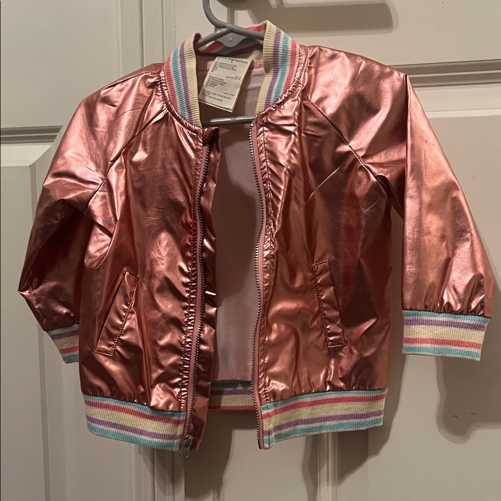 First Impressions Metallic Pink Kids Puffer Jacket Size 12 Months